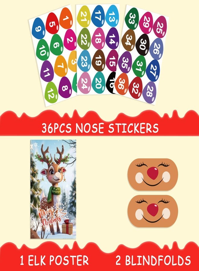 JOFONY Christmas Series Pin The Nose On The Reindeer,Classic Game for Kids and Adults in Christmas Party Home Family Gathering Theme Party - Image 2